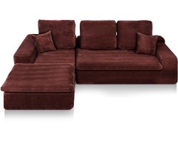 Lazy Hoekbank Velvet Ribstof Koper Links