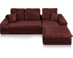 Lazy Hoekbank Velvet Ribstof Koper Rechts