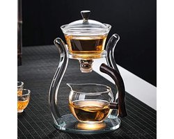 Lazy Kungfu Theeservies van glas, magnetisch, theepot met draaideksel, halfautomatisch (oranje)