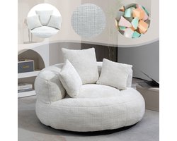 Lazy Sofa Duurzame Comfortabele Lounger Zitzak met Hoge Rugleuning en Drie Kussens voor Volwassenen en Kinderen, Binnen & Buiten, Eenpersoons Gaming Sofa Stoel voor Slaapkamer, Kantoor (Wit Chenille)