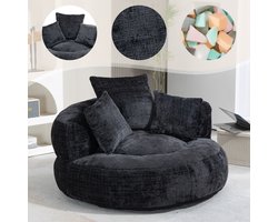 Lazy Sofa Duurzame Comfortabele Lounger Zitzak met Hoge Rugleuning en Drie Kussens voor Volwassenen en Kinderen, Binnen & Buiten, Eenpersoons Gaming Sofa Stoel voor Slaapkamer, Kantoor (Zwart Chenille)