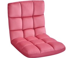Lazy Vloerstoel, opvouwbaar, relaxstoel, meditatiestoel, vloerstoel met verstelbare rugleuning, leesstoel voor thuis of kantoor, roze