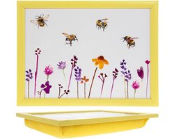 LC Laptray, Schootkussen, schoottafel, laptoptafel, dienblad met kussen Bijen - 43,5 x 32,5 x 6 cm