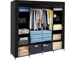 LC Unity - Opvouwbare Kledingkast XXL – 170x170x42 cm – Zwart – Incl. 2 Opbergboxen – Garderobekast/Opbergkast – Voor Slaapkamer & Camping
