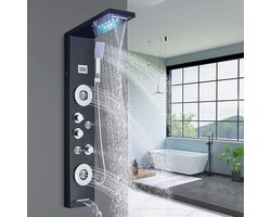 LCD Douchekolom Douchepaneel voor Badkamer Hydromassages 5 Stralen Douchesysteem multifunctioneel Douchepaneel Zilver