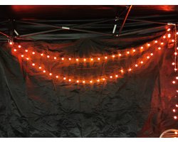 LD22-21 : 100 - Bol met oranje Leds aan snoer - 10 mtr, 8 programma’s & afstandsbediening, doorkoppelbaar, IP44, Feesten - Voetballen - Oranje - koningsdag - voor binnen en buiten.