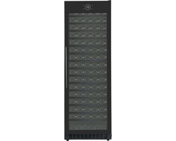 Le Chai LMN1820F - Vrijstaande wijnkoelkast voor 182 Flessen - Zwart glas - 1 zone - Geventileerde koeling - Temperatuuralarm - Witte LED-verlichting - Energieklasse F - Geluidsniveau 39 dB - Inhoud 424 L