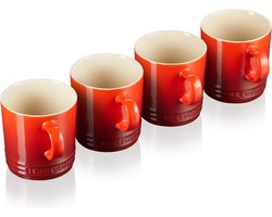 Le Creuset - 4 mokken in cadeauverpakking - kersenrood