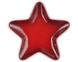 Le Creuset aardewerk serveerschaal Kerst - Ster - kersenrood