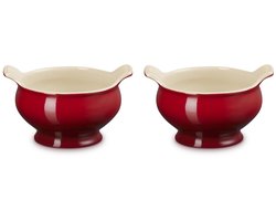 Le Creuset aardewerk set van 2 heritage soepkommen - 11 cm / 0.6 liter - kersenrood