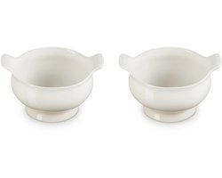 Le Creuset aardewerk set van 2 heritage soepkommen - 11 cm / 0.6 liter - meringue