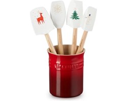 Le Creuset aardewerk spatelpot met 5 spatels kerstdeco