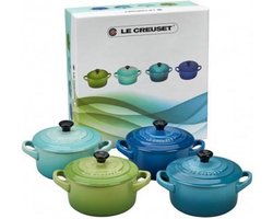 Le Creuset - Aardewerken Mini Pannetjes 10 Cm - Set Van 4 Stuks - Zeetinten