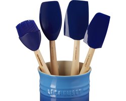 Le Creuset aardewerken spatelpot met 4 premium spatels - azure
