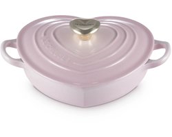 Le Creuset - Braadpan - Hart - in Geëmailleerd Gietijzer - met RVS Hartjesknop