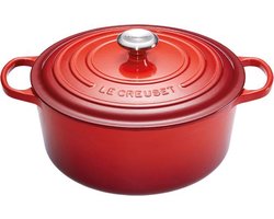 Le Creuset Braadpan Signature Kersenrood – Ø 30 cm / 8,1 Liter – XL Ronde Gietijzeren Braadpan – In Iconisch Rood – Voor Grote Gezinsgerechten en Langzaam Garen – Oven- en Inductiegeschikt – Tijdloos Frans Design