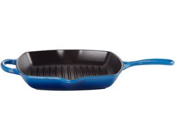 Le Creuset Grillpan Signature - Azure - 26 x 26 cm - Geëmailleerde Anti-aanbaklaag - Duurzaam, Vaatwasserbestendig en Perfect voor Gezond Grillen en Bakken
