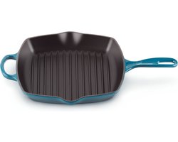 Le Creuset Grillpan Signature - Deap Teal - 26 x 26 cm - Geëmailleerde Anti-aanbaklaag - Geschikt voor Alle Warmtebronnen, inclusief Inductie - Vaatwasserbestendig - Levenslange Garantie