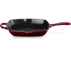 Le Creuset Grillpan Signature - Garnet - 26 x 26 cm - Geëmailleerde Anti-aanbaklaag - Duurzaam, Vaatwasserbestendig en Perfect voor Gezond Grillen en Bakken