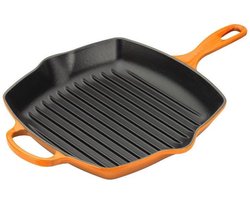 Le Creuset Grillpan Signature - Oranjerood - 26 x 26 cm - Geëmailleerde Anti-aanbaklaag - Geschikt voor Alle Warmtebronnen, inclusief Inductie - Vaatwasserbestendig - Levenslange Garantie