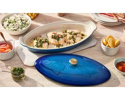 Le Creuset - Heritage - Ovenschaal 'Vis -' in Aardewerk Azure - Ovaal - 34cm
