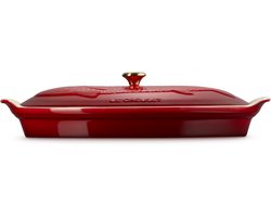 Le Creuset - Heritage - Ovenschaal 'Vis -' in Aardewerk Kersenrood - Ovaal - 34cm