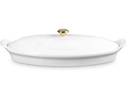Le Creuset - Heritage - Ovenschaal 'Vis -' in Aardewerk Wit - Ovaal - 34cm