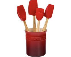 Le Creuset Lepelpot Kersenrood Met 4 Siliconen Premium Spatels