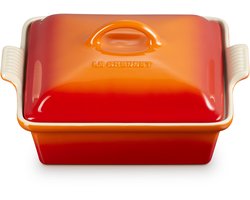 Le Creuset - Ovenschaal - Vierkant - Met Deksel - 23x23 Cm / 2,4 Liter - Oranjerood
