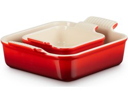 Le Creuset - Ovenschaal Vierkant - Set Van 2 Stuks - Kersenrood
