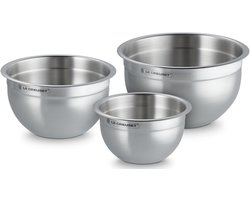 Le Creuset Set van 3 roestvrijstalen mengkommen met deksels