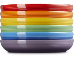 Le Creuset Vancouver Diepe Borden Coupe 22 cm Regenboog Kleuren Set Van 6