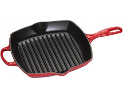 Le Creuset vierkante grillpan - 26 CM - Voor iedere warmte bron - Kersenrood