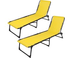 "LE PLAYA" SET VAN 2 LIGBEDDEN GEEL MOSTERD 187X56XH26/85CM