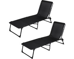 “LE PLAYA” set van 2 ligbedden zwart 187 x 56 x H26/85 cm