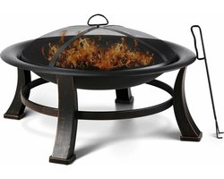 Le verkopeur ® Ronde Vuurkorf - Bbq Grill - Kookrooster - Vonk Scherm - Vuur Poker - 76cm breed
