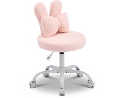 LEADZM-Bureaustoel - Teddy fleece - Bureaustoelen-Schuimstofvulling - In Hoogte Verstelbaar - Voor Werk- en Slaapkamer-Roze