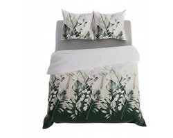 LEAFY Katoen Satijn Dekbedovertrek Set 220x200cm Grote Bladeren