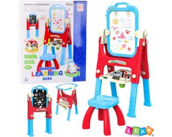 LeanToys – 5-in-1 Educatief Teken- & Leerbureau met Stoel voor Kinderen – Krijtbord, Whiteboard, Bureau, & Organizer – Verstelbare Hoogte & Hoek – Inclusief Markers, Krijt,, Papier, Spons & Accessoirehouder – Educatief Speelgoed + Gratis E-Book