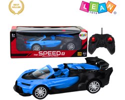 LEANTOYS RC Auto Sportwagen 1:18 Blauw – RC Auto - Op Afstand Bestuurbare Raceauto met Lichten, Rubberen Banden, 27 MHz Afstandsbediening, Realistisch Ontwerp - Bestuurbare Auto - Kinderspeelgoed Jongens 6+ Cadeauidee Met Ebook