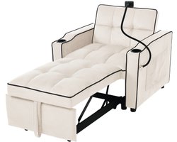 Learnlogic 3-in-1 uitrekbaar eenpersoons slaapsofa - Met drankhouder en telefoonhouder, sofa-ligstoel, slaapstoel, stoel, perfect voor kleine ruimtes