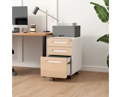 Learnlogic. 3 Laadjes Mobiele Archiefkast Onder Bureau, Eenvoudige Stijl, Veelzijdige Opslagkast voor Legal/Letter/A4 Dossiers, 5-Wiel Ontwerp, Anti-Kantelen, Koud Gewalst Staal, Waterdicht, Vochtbestendig, Wit