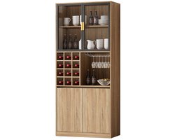 Learnlogic Badkamerkast, Spirituozenkast, Vitrine Vitrinekast met glazen deuren en verlichting 180 cm