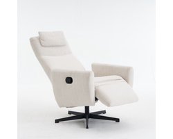 Learnlogic comfortabele relaxstoel met ligfunctie, Chenille televisiestoel met voetsteun, draaibaar vaste stoel & loungestoel voor woonkamer, modern sofa, beige
