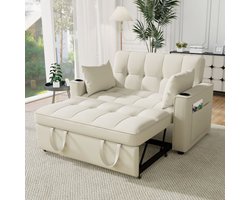 Learnlogic vouwbaar slaapsofa, multifunctioneel sofa met slaapfunctie, slaapsofa met drankhouder en kussens, geschikt voor woonkamer, slaapkamer, homecinema appartement