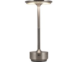 Leba Tafellamp Oplaadbaar - 4000MaH Accu - Oplaadbare tafellamp - Draadloos & Dimbaar - Oplaadbaar - Moderne Touch Lamp - Tafellamp op Batterijen - Woonkamer Decoratie - Nachtlamp Slaapkamer - Industrieel - Zilver