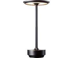 Leba Tafellamp Oplaadbaar - Draadloos – Dimbaar - Touch - 4000mAh Accu - LED Tafellamp - Zwart - 28CM