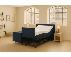 Lecce Hoog Laag Bed 2 Persoons/ Verzorgingsbed /Seniorenbed Elektrisch Verstelbaar 180x200 cm Donker Blauw