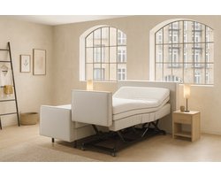 Lecce Hoog Laag Bed 2 Persoons/ Verzorgingsbed /Seniorenbed Elektrisch Verstelbaar 180x200 cm Wit/Montage optie/Made in NL