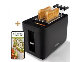 Léchell® Toaster - Broodrooster met tostiklemmen - Extra brede sleuven- 6 Warmteniveaus - Instelbare bruiningsstand en ontdooifunctie - 900W - Zwart - Inclusief E-book met 10 heerlijke recepten